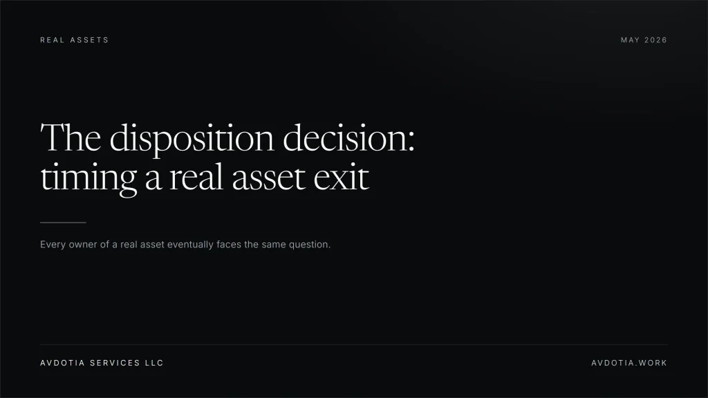 The disposition decision: timing a real asset exit — Avdotia Services
