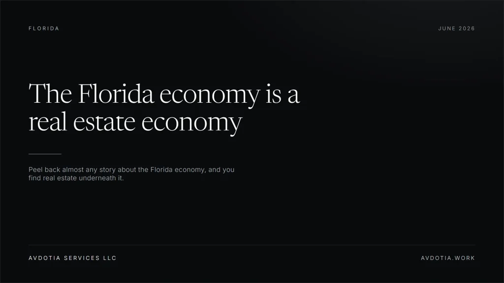 The Florida economy is a real estate economy — Avdotia Services