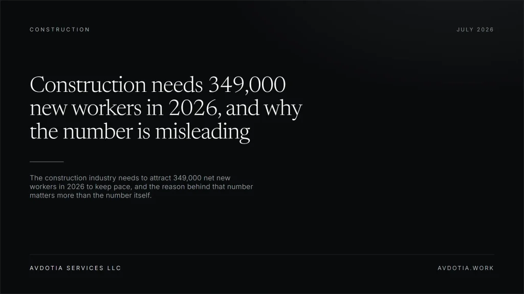 Construction needs 349,000 new workers in 2026, and why the number is misleading — Avdotia Services