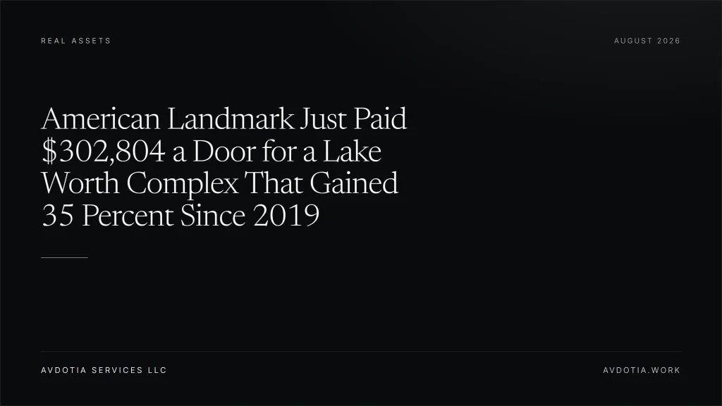 American Landmark Just Paid $302,804 a Door for a Lake Worth Complex That Gained 35 Percent Since 2019 — Avdotia Services
