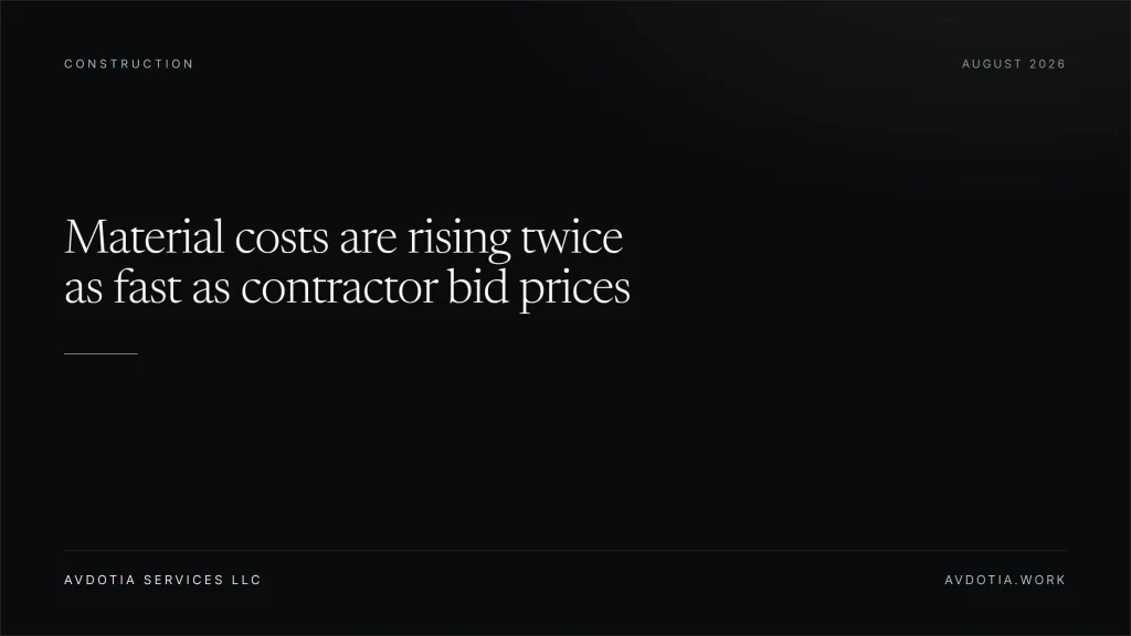 Material costs are rising twice as fast as contractor bid prices — Avdotia Services