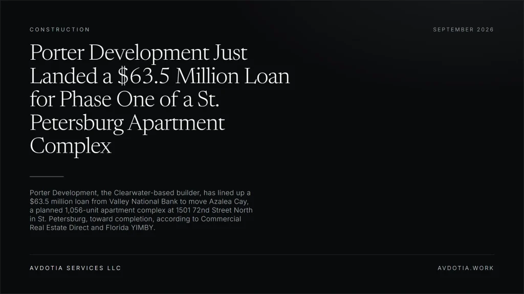 Porter Development Just Landed a $63.5 Million Loan for Phase One of a St. Petersburg Apartment Complex — Avdotia Services